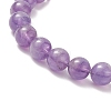 Round Natural Amethyst Beaded Stretch Bracelet with Nuggets Charms for Women BJEW-JB09316-01-5