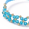 Glass Braided Flower Link Bracelet for Women BJEW-TA00130-02-4