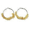 Alloy with Copper Wire Natural Yellow Quartz Hoop Earrings EJEW-Q388-01D-1