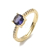 Brass & Round Cubic Zirconia Finger Rings CU-CBA7E55-19G-02-4