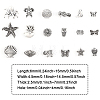 108Pcs 18 Styles Tibetan Style Zinc Alloy Spacer Beads FIND-CA0006-43-2