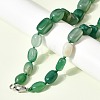Dyed Natural Agate Cuboid Graduated Beaded Necklaces with Alloy Clasps NJEW-C113-01J-3