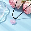 3D Heart Glass Seed Beads Pendant Necklaces NJEW-MZ00046-02-2