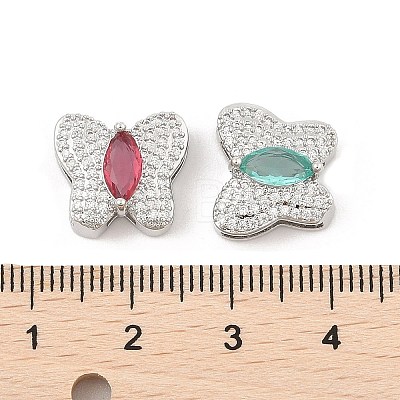 Brass Micro Pave Cubic Zirconia Slide Charms ZIRC-I068-16P-1