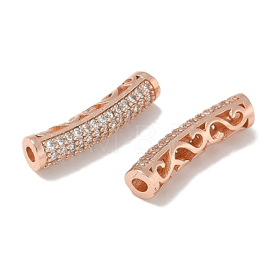 Brass Cubic Zirconia Curved Tube Beads KK-Q019-01A-1