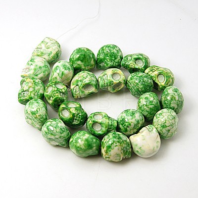 Synthetic Ocean White Jade Beads Strands G-C210-12x10mm-M-1
