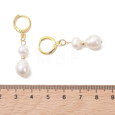Oval Natural Cultured Freshwater Pearl Leverback Earrings EJEW-JE06972-1