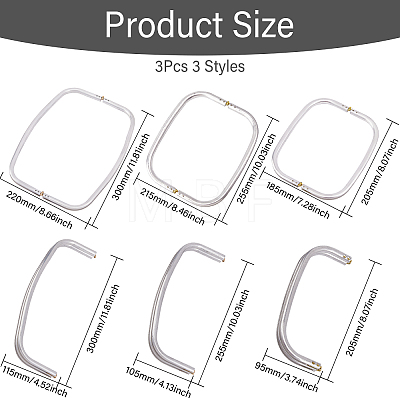 CHGCRAFT 3Pcs 3 Styles Aluminium Alloy Tube Bag Handles FIND-CA0008-61-1