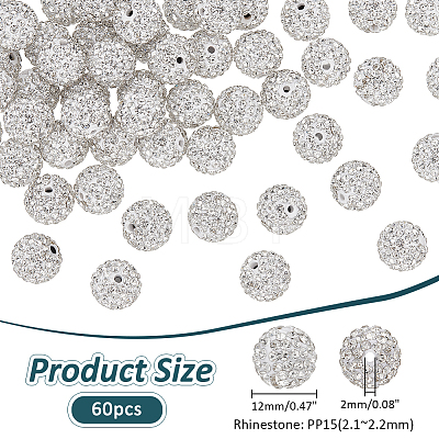  60Pcs Polymer Clay Rhinestone Beads RB-NB0001-24-1
