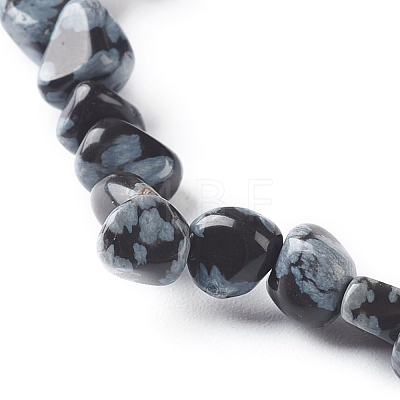 Natural Snowflake Obsidian Chip Beads Bracelet for Girl Women BJEW-JB06748-05-1