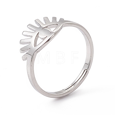 201 Stainless Steel Evil Eye Adjustable Ring for Women RJEW-K238-13P-1
