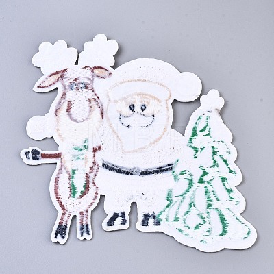 Father Christmas & Christmas Trees & Reindeer Appliques DIY-S041-158-1