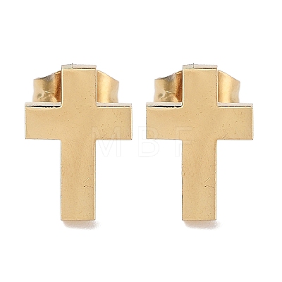 PVD Vacuum Plating 304 Stainless Steel Stud Earrings for Women EJEW-A048-47D-G-1