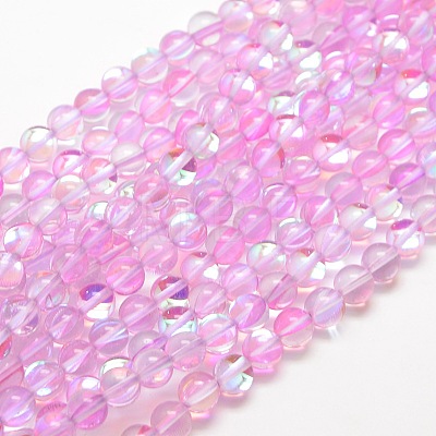 Synthetic Moonstone Beads Strands G-F143-8mm-01-1