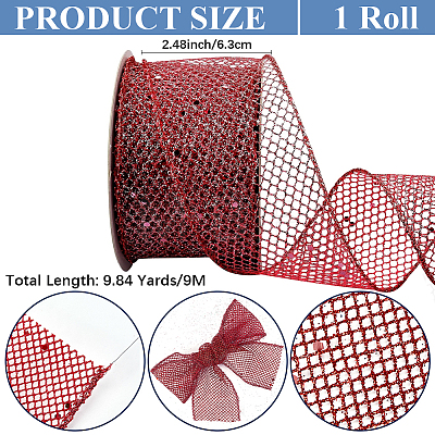 9M Sparkle Polyester Mesh Ribbon with Paillettes OCOR-WH20012-15F-1