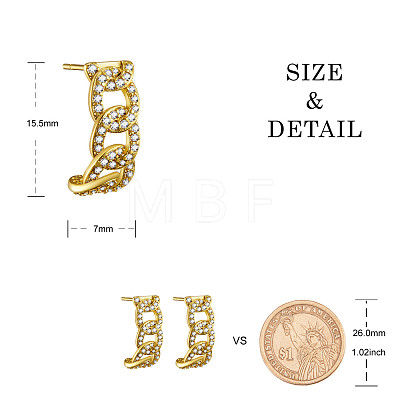 SHEGRACE Brass Micro Pave Clear Grade AAA Cubic Zirconia Stud Earrings JE008A-X-1