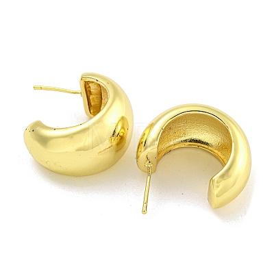 Rack Plating C-Shaped Brass Stud Earrings for Women EJEW-G410-55G-1