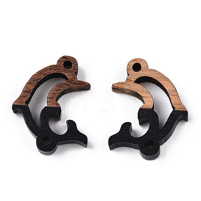 Opaque Resin & Walnut Wood Connector Charms RESI-N039-46A-1