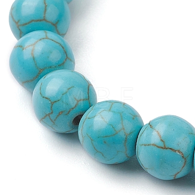 8MM Round Synthetic Turquoise Beaded Stretch Bracelets BJEW-JB10217-05-1