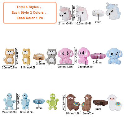 10Pcs 10 Style Silicone Beads SIL-SC0001-04-1