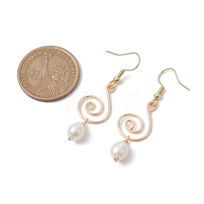 Natural Pearl Dangle Earrings EJEW-JE05678-1