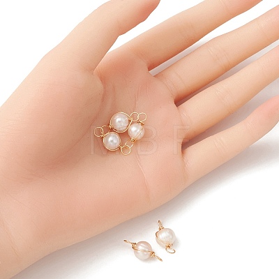 Natural Cultured Freshwater Pearl Connector Charms PALLOY-YW0001-39-1