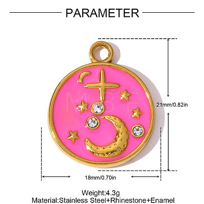304 Stainless Steel Enamel Pendants STAS-OY008-98G-1