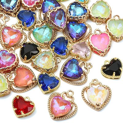 10Pcs Heart K9 Glass Charms GLAA-YW0005-33-1