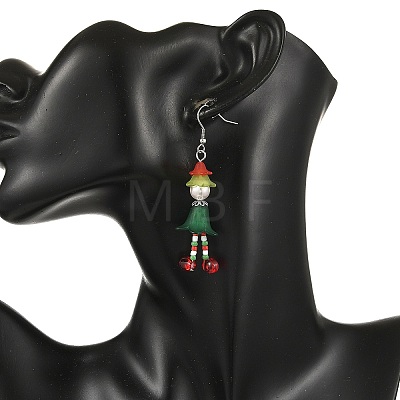 Acrylic & Shell Pearl & Glass Dangle Earrings EJEW-TA00827-1