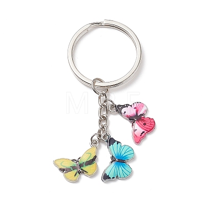 3Pcs Colorful Butterfly Alloy Enamel Pendant Keychain KEYC-JKC00388-1