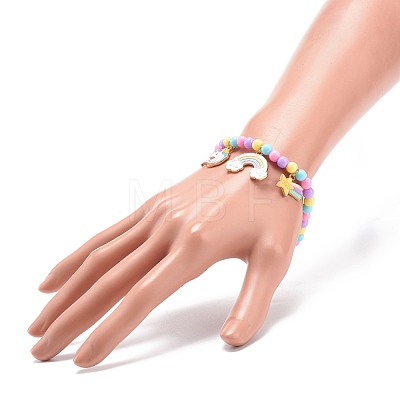 5Pcs 5 Style Candy Color Acrylic Round Beaded Stretch Bracelets Set BJEW-JB08675-1