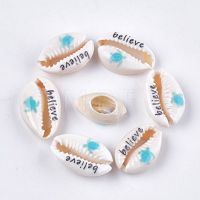 Printed Cowrie Shell Beads LS-SHEL-S276-10A-1