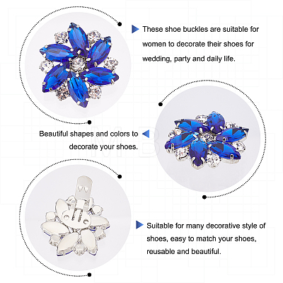 2Pcs Detachable Flower Glass Rhinestone Shoe Decoration AJEW-FG0001-99-1