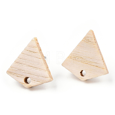 Ash Wood Stud Earring Findings EJEW-N017-011O-1