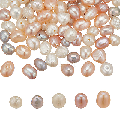 75Pcs 5 Style Natural Cultured Freshwater Pearl Beads PEAR-WR0001-04-1