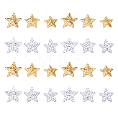 24Pcs 6 Style Star Computerized Embroidery Cloth Iron On Sequins Patches PATC-HY0001-12-1