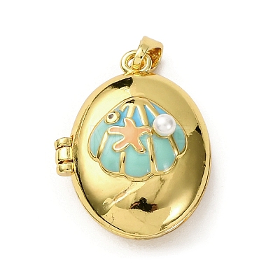 Brass Enamel Locket Pendants KK-F912-06G-1