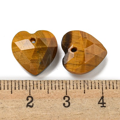 Natural Tiger Eye Faceted Heart Charms G-G123-01E-1