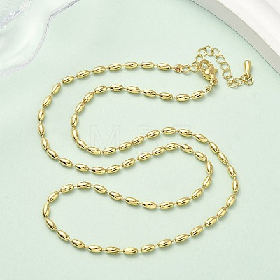2.5MM Brass Rice Ball Chain Necklaces NJEW-P339-04G-1