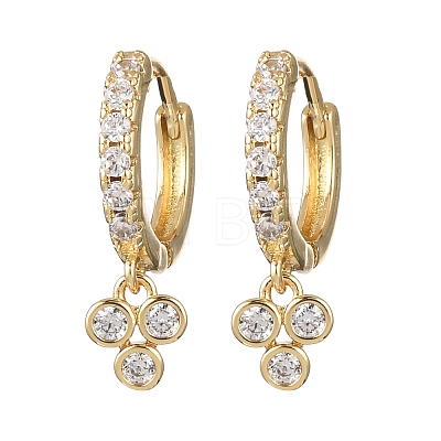 Three-Clover Brass Micro Pave Cubic Zirconia Hoop Earrings EJEW-Z159-01G-01-1