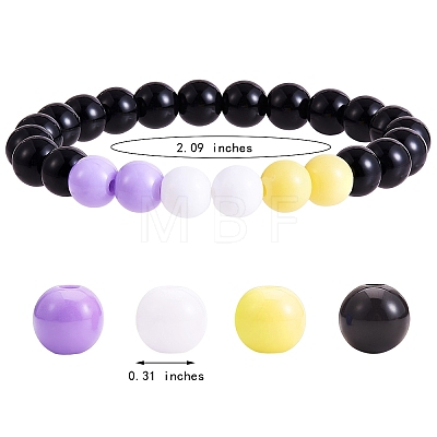 Acrylic Round Beaded Stretch Bracelet for Women BJEW-SW00066-01-1