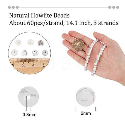  3 Strands Natural Howlite Beads Strands G-NB0004-85-1