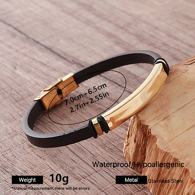 Vintage 304 Stainless Steel Men's Braided PU Leather Bracelets with Metal Clasps TT3196-7-1