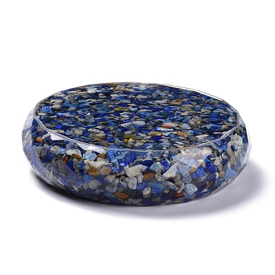 Resin with Natural Lapis Lazuli Chip Stones Ashtray DJEW-F015-06C-1