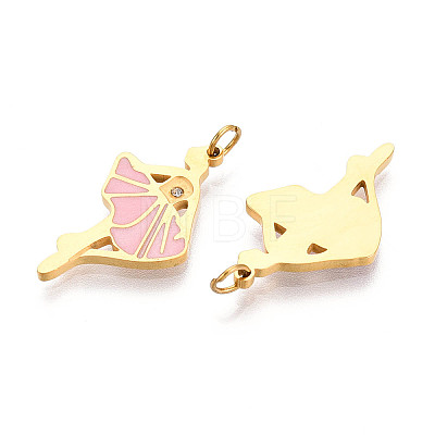 304 Stainless Steel Enamel Pendants STAS-N115-01B-G-1