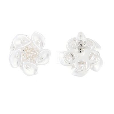 Flower Brass Stud Earring EJEW-L288-006S-1