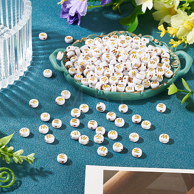 500Pcs Plating Acrylic Beads PACR-TADJ0001-01W-1