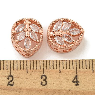 Rack Plating Brass Micro Pave Cubic Zirconia Beads KK-A220-12RG-1