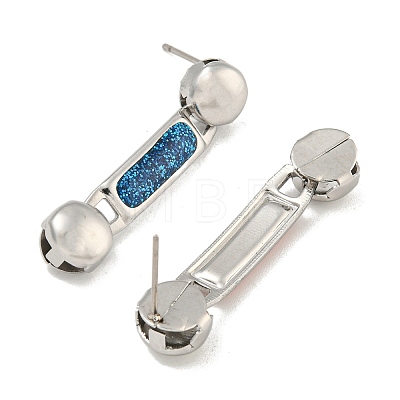 304 Stainless Steel Enamel Stud Earrings EJEW-S229-15P-07-1