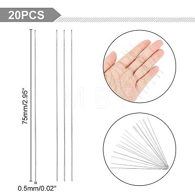 Unicraftale Stainless Steel Collapsible Big Eye Beading Needles TOOL-UN0001-22-1